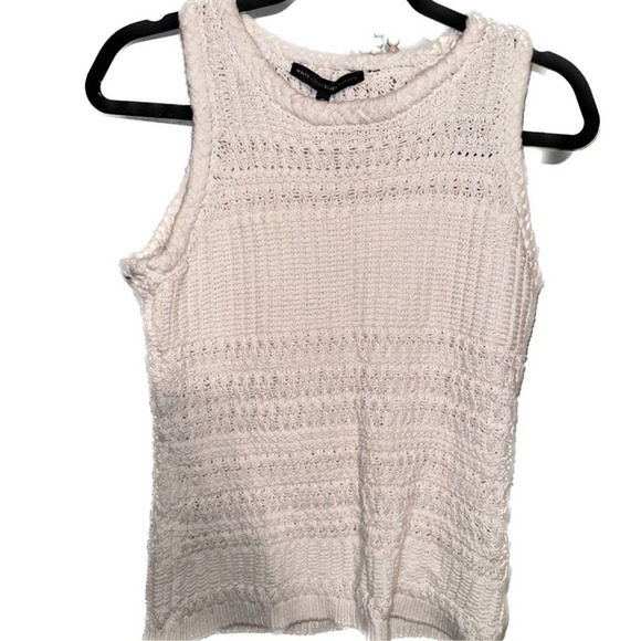WHBM White Open Knit Crochet Sleeveless Top - size Small - Picture 1 of 4